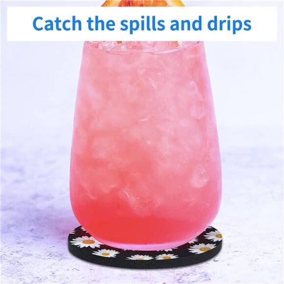 Sunflower Car Cup Coasters 2-Pack Cup Holder Drink Anti Slip Rubber Vehicle - Picture 5 of 7